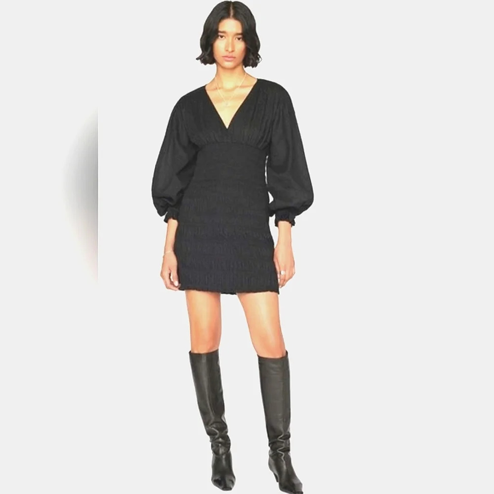 Frame V neck Smocked Dress